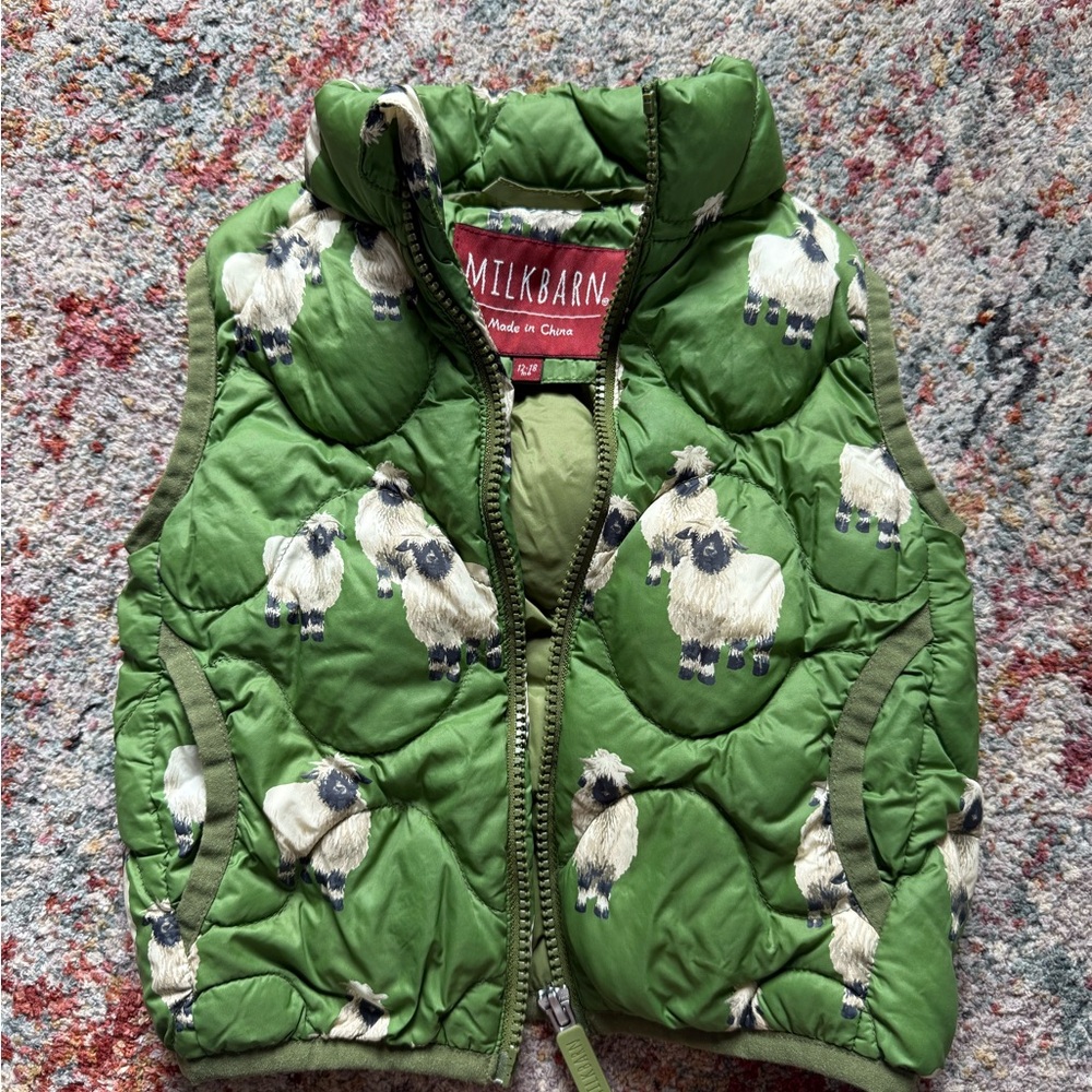 Milkbarn Green Sheep Puffer Vest